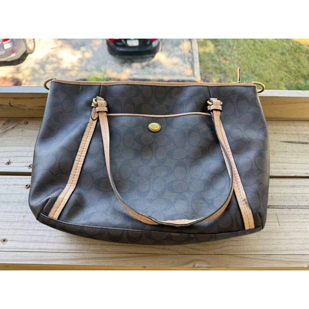 Coach Taylor Signature Tote Brown Monogram Canvas Shoulder Bag F26186